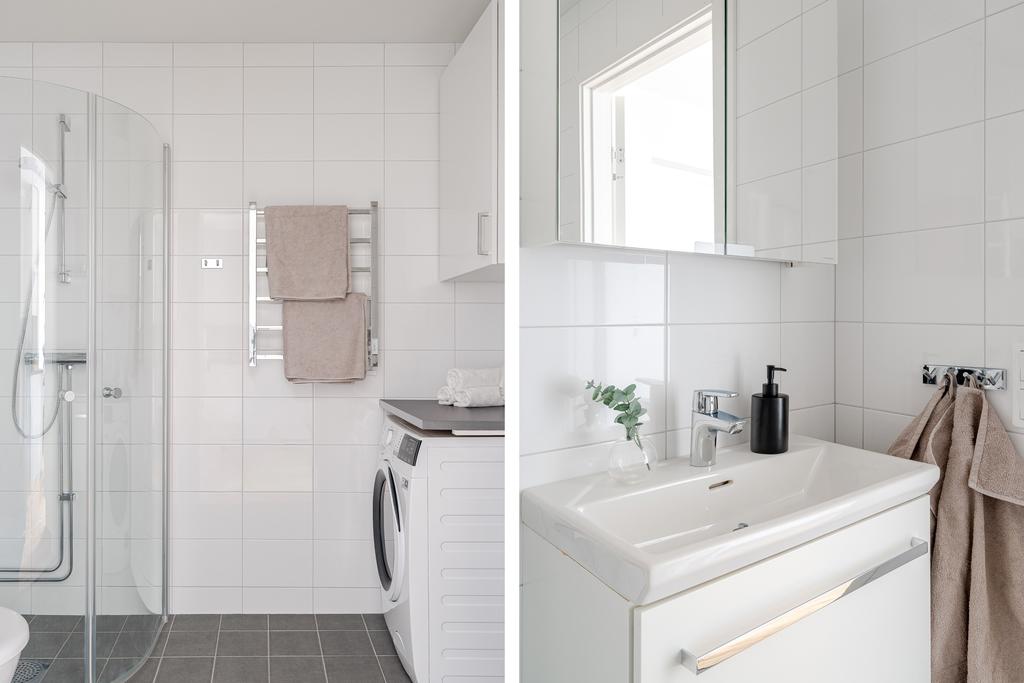 Helkaklat duschrum med kombimaskin