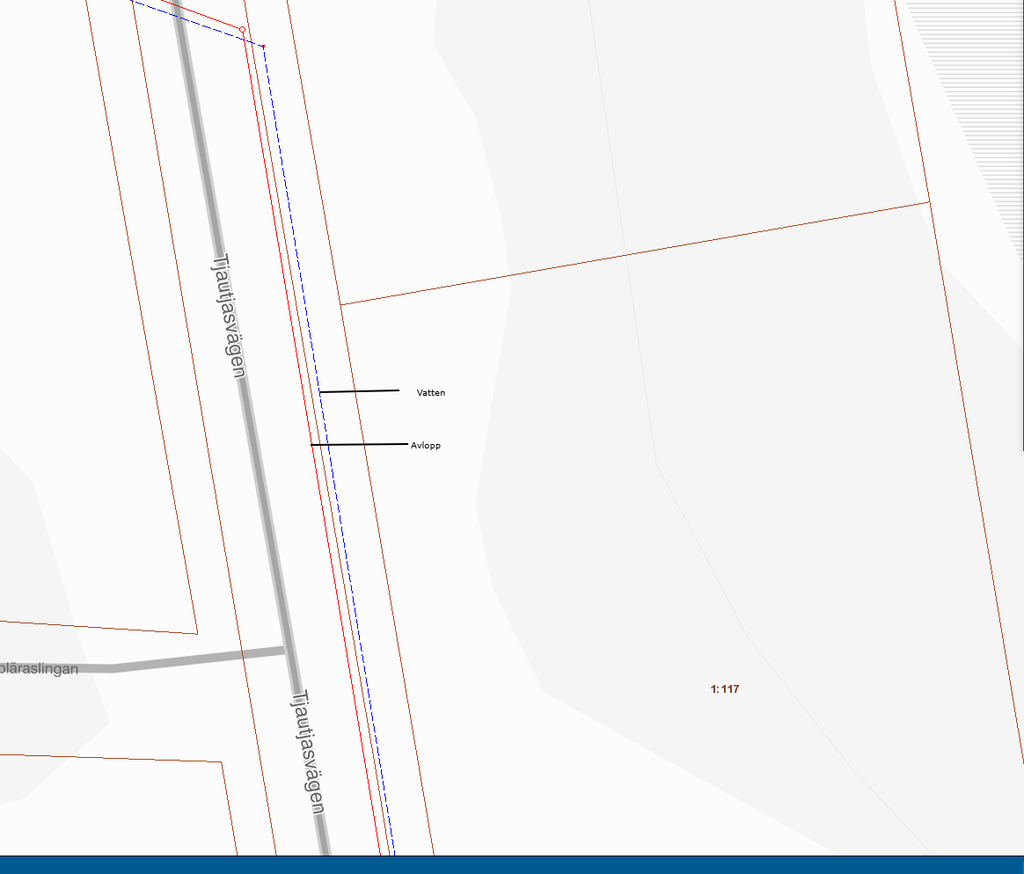 Vatten och avloppsledningar intill Tjautjasvägen.