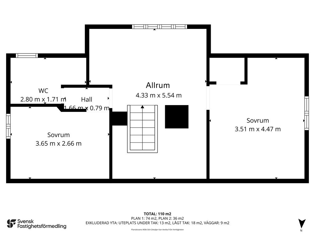 Planlösning på övre plan