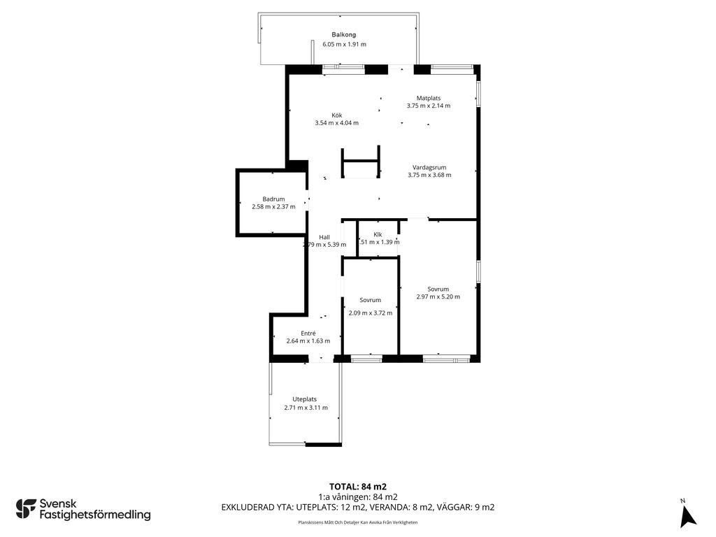 Planlösning med mått
