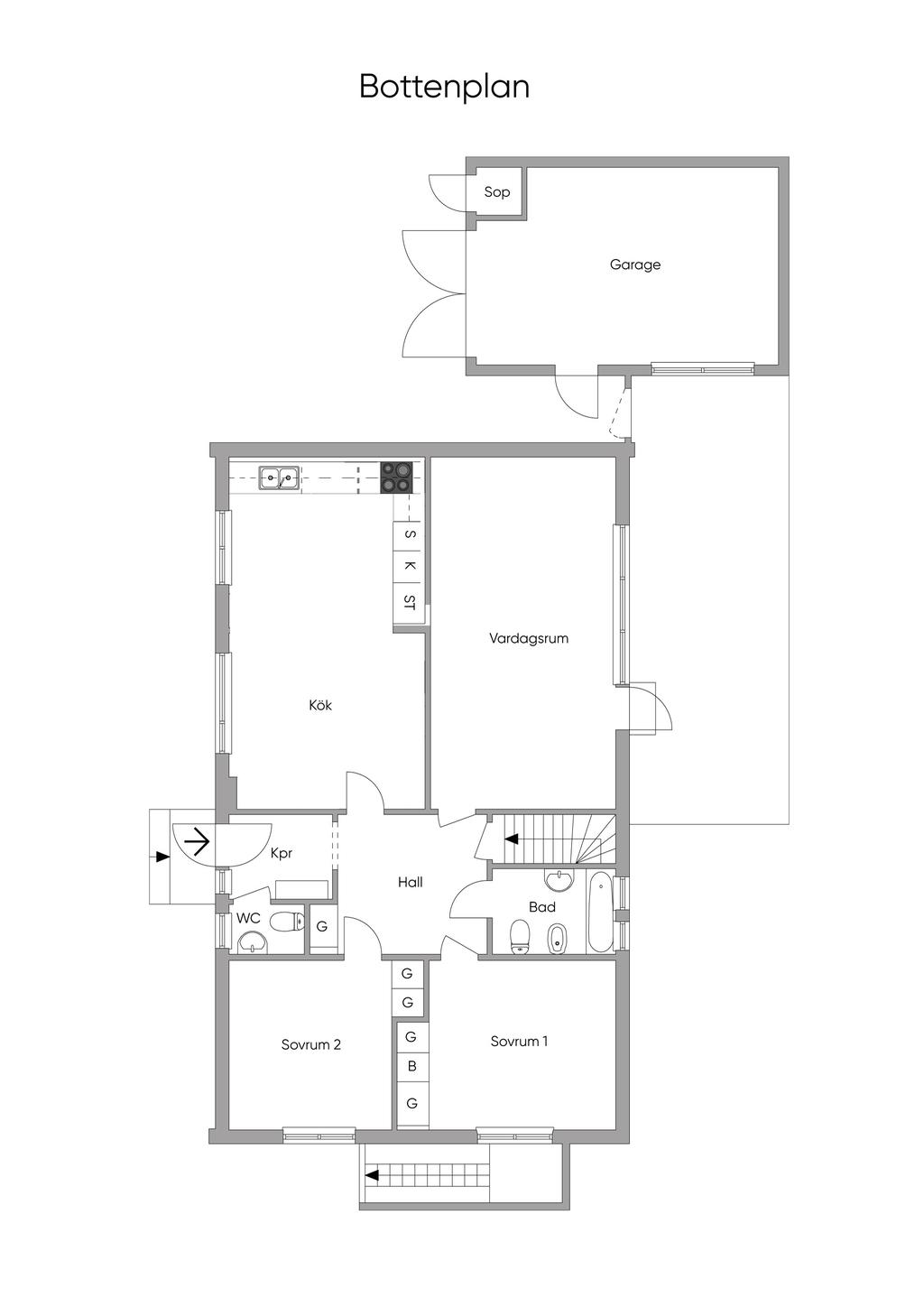 Planritning. Bottenplan