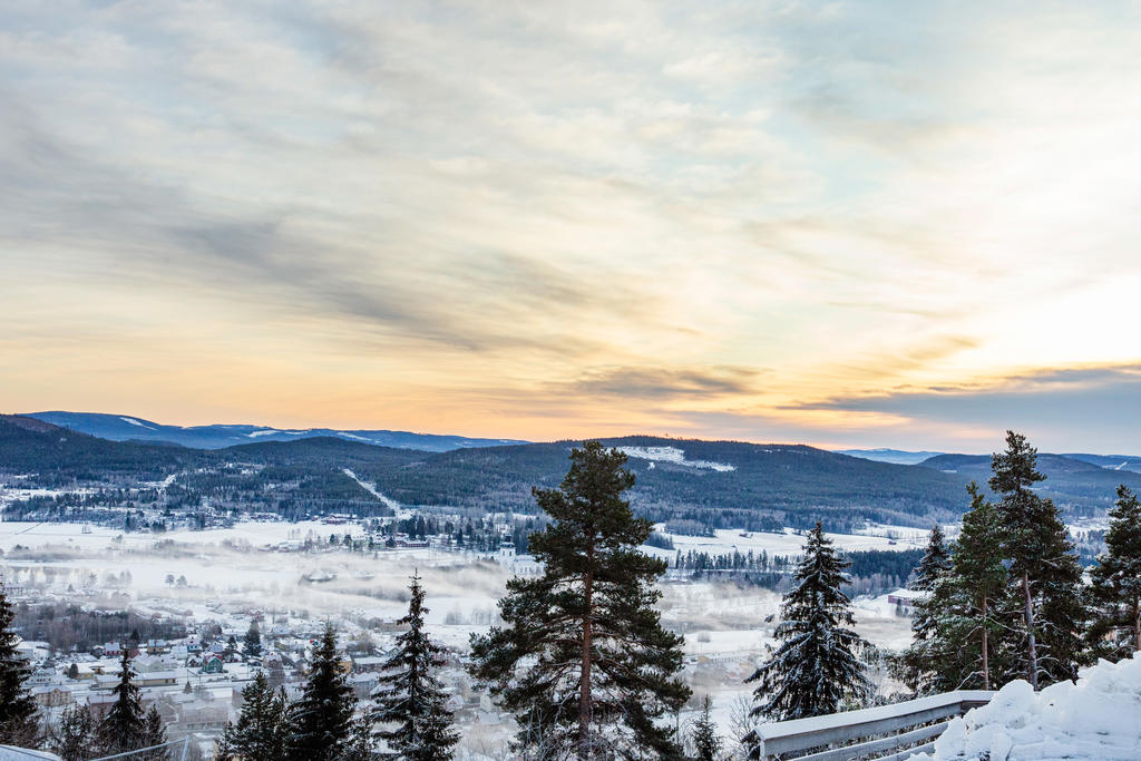 Makalös utsikt från bostaden över älven Ljusnan och dess dalgång