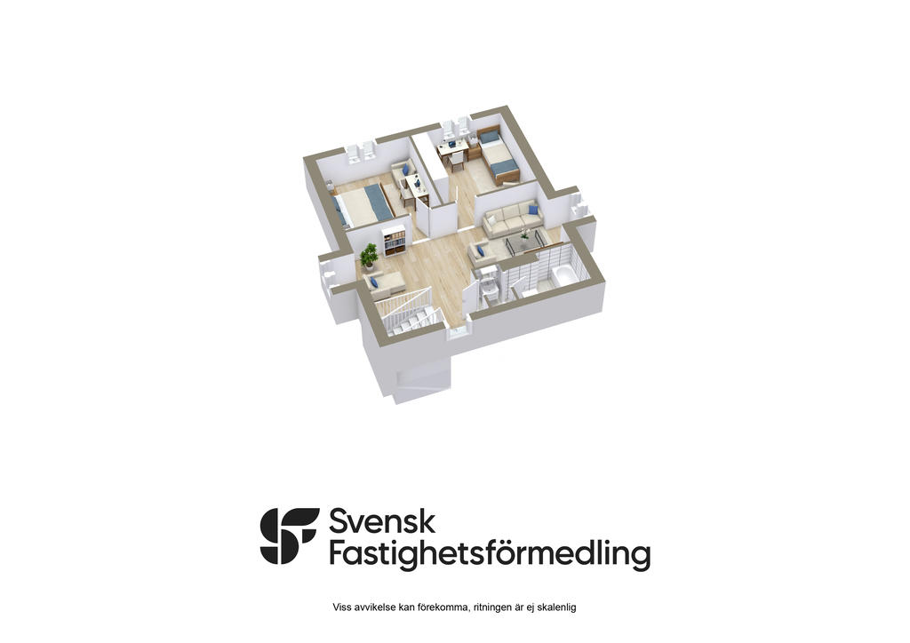 Planritning övervåning, 3D