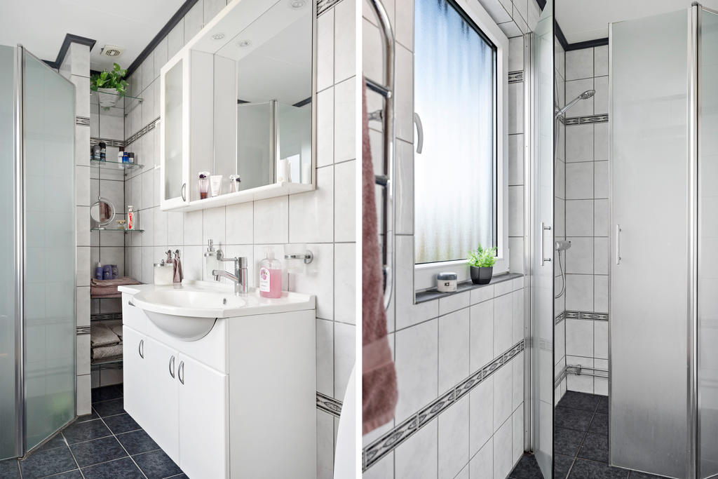 Helkaklat badrum med dusch