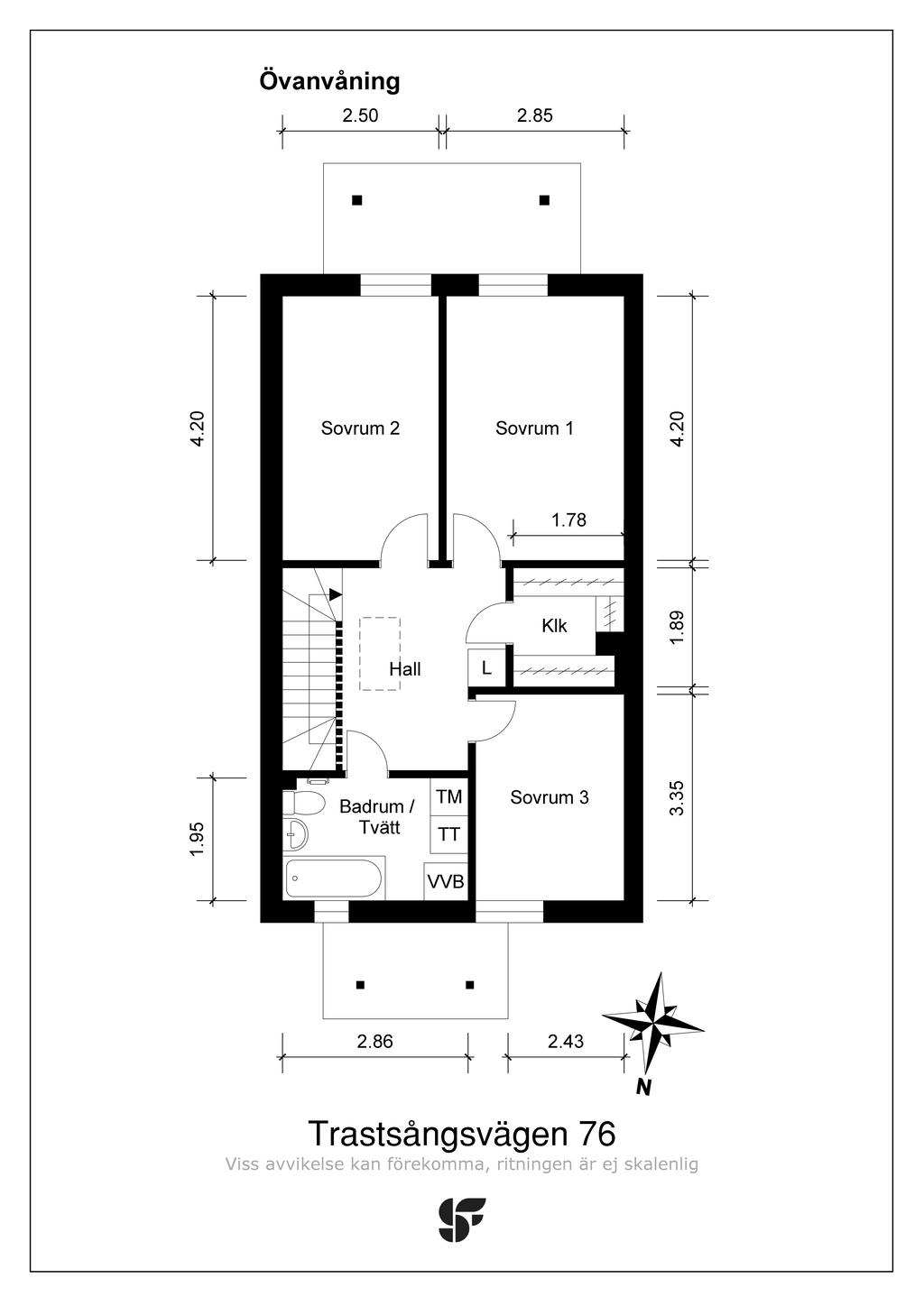 Planritning övervåning
