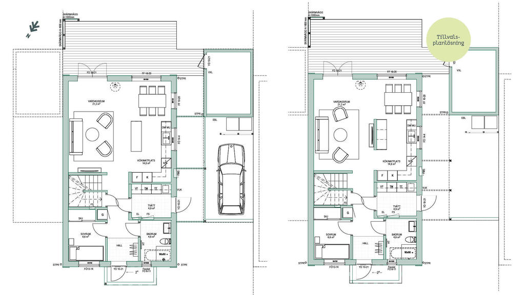 Planlösning Pilatorpet hus 2-9 entréplan