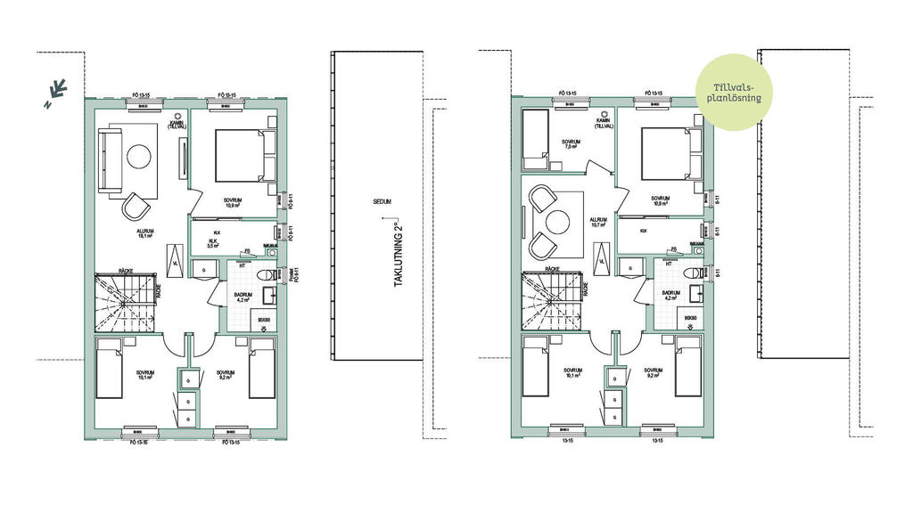 Planlösning Pilatorpet hus 2-9 plan 2