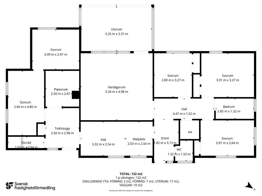 Planlösning med mått 