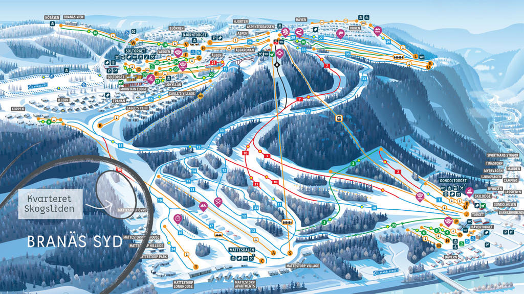 Pistkarta Branäs skidanläggning