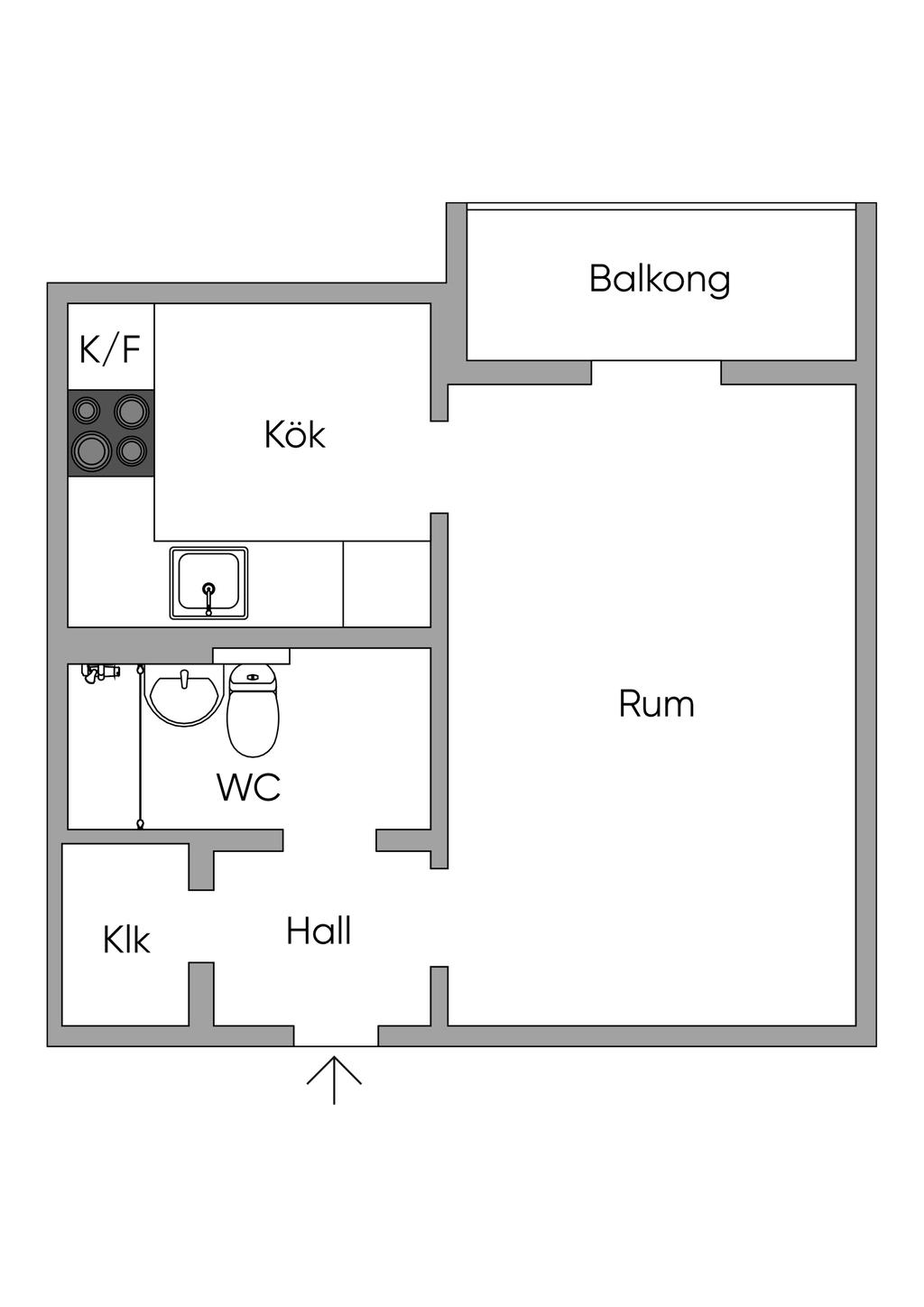 Planlösning. Ej skalenlig. Avvikelser kan förekomma. 