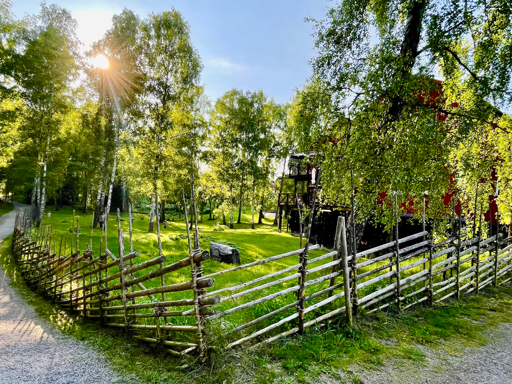 Föreningens mark ramas in av vacker gärdesgård (säljarens bild)