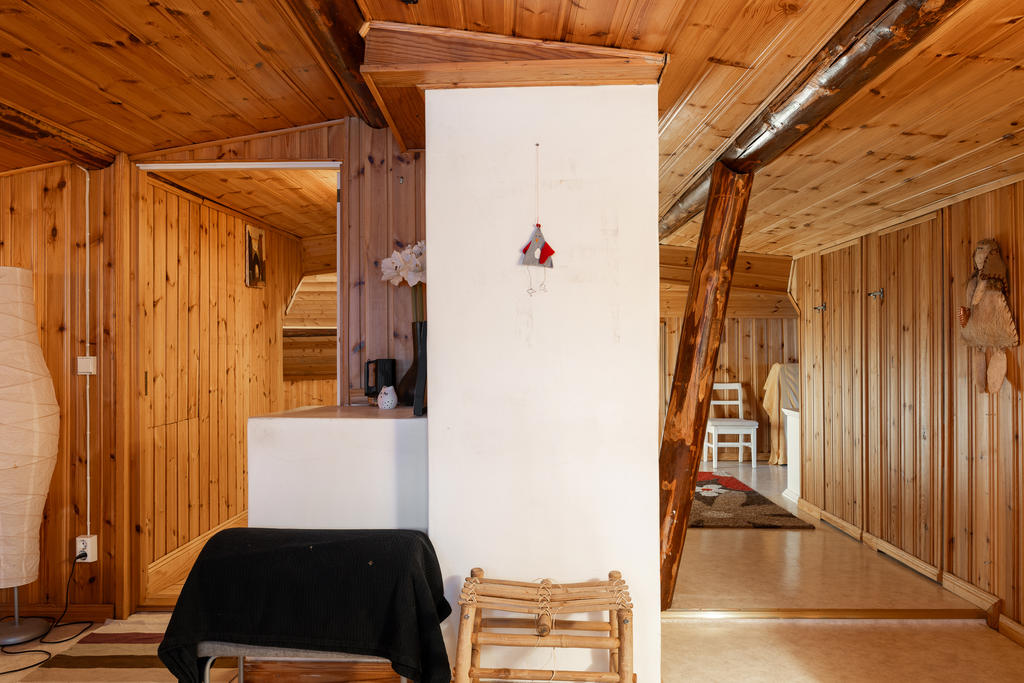 Passage till sovrummen på loftet