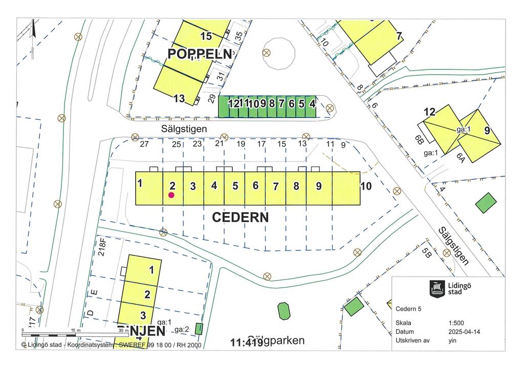 Tomtkarta Sälgstigen 25 i Lidingö