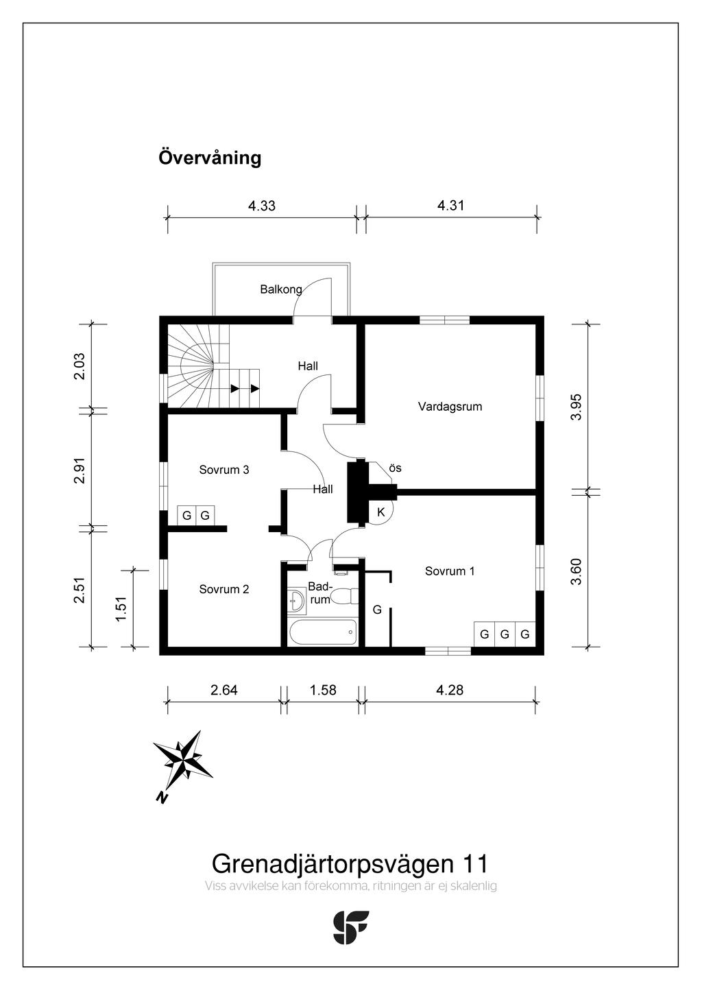 Planritning övervåning