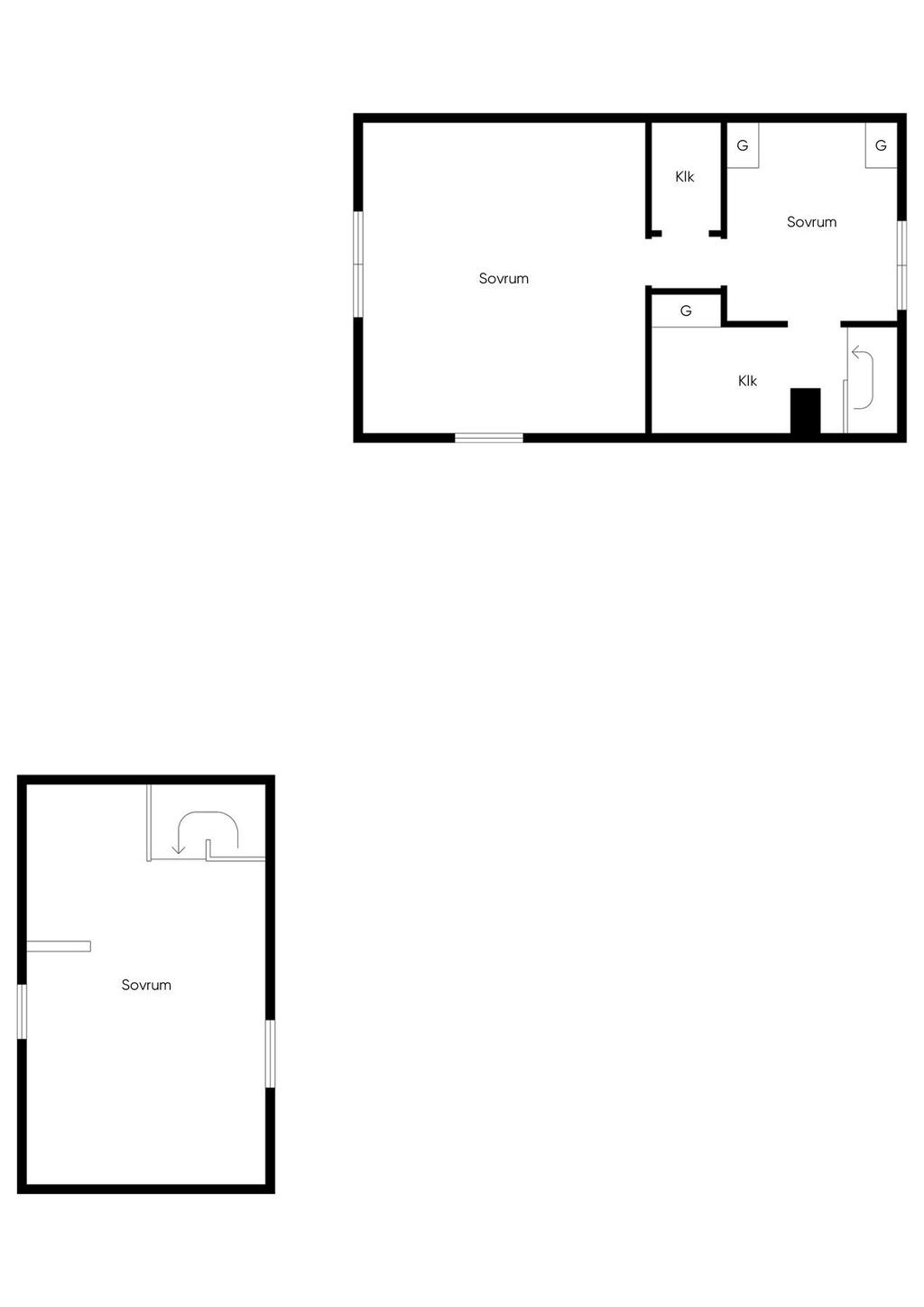 Övre plan bostadshus och gästhus
