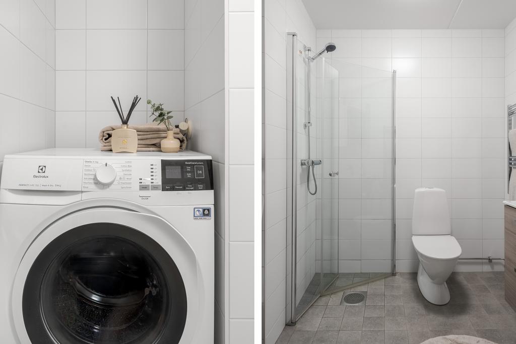 Helkaklat duschrum med kombimaskin från Electrolux