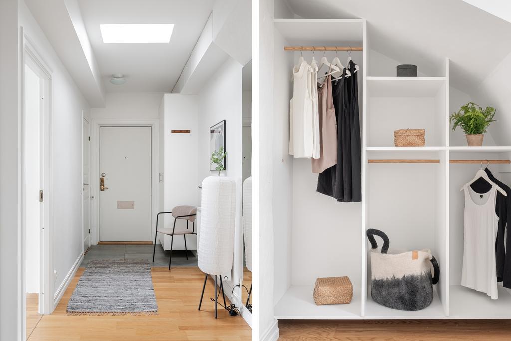 Entréhall med garderobsförvaring