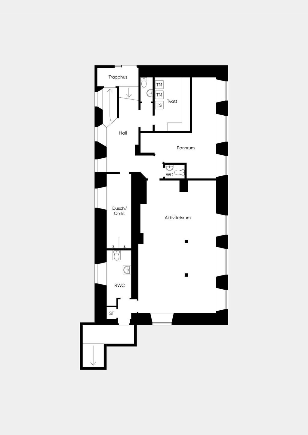 Planritning Gamla skolan Källarplan