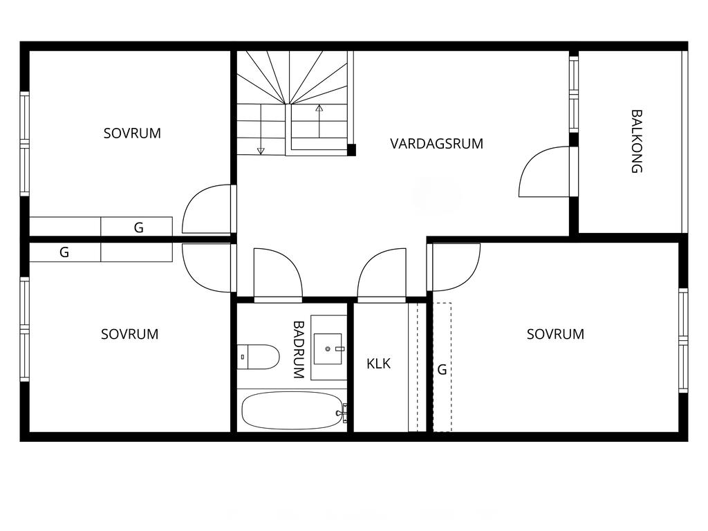 Planlösning övre plan