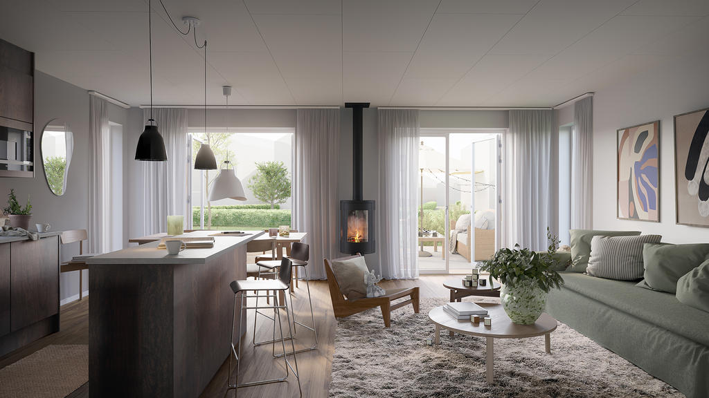 Bilden visar ett förslag på byggnad. Fastighetsmäklaren förmedling omfattar endast den obebyggda fastigheten.