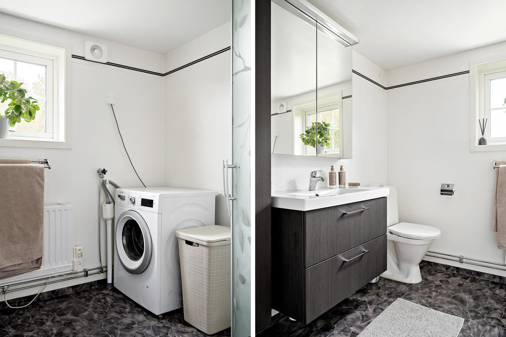 Lägenhet 2: Badrum med tvättmaskin