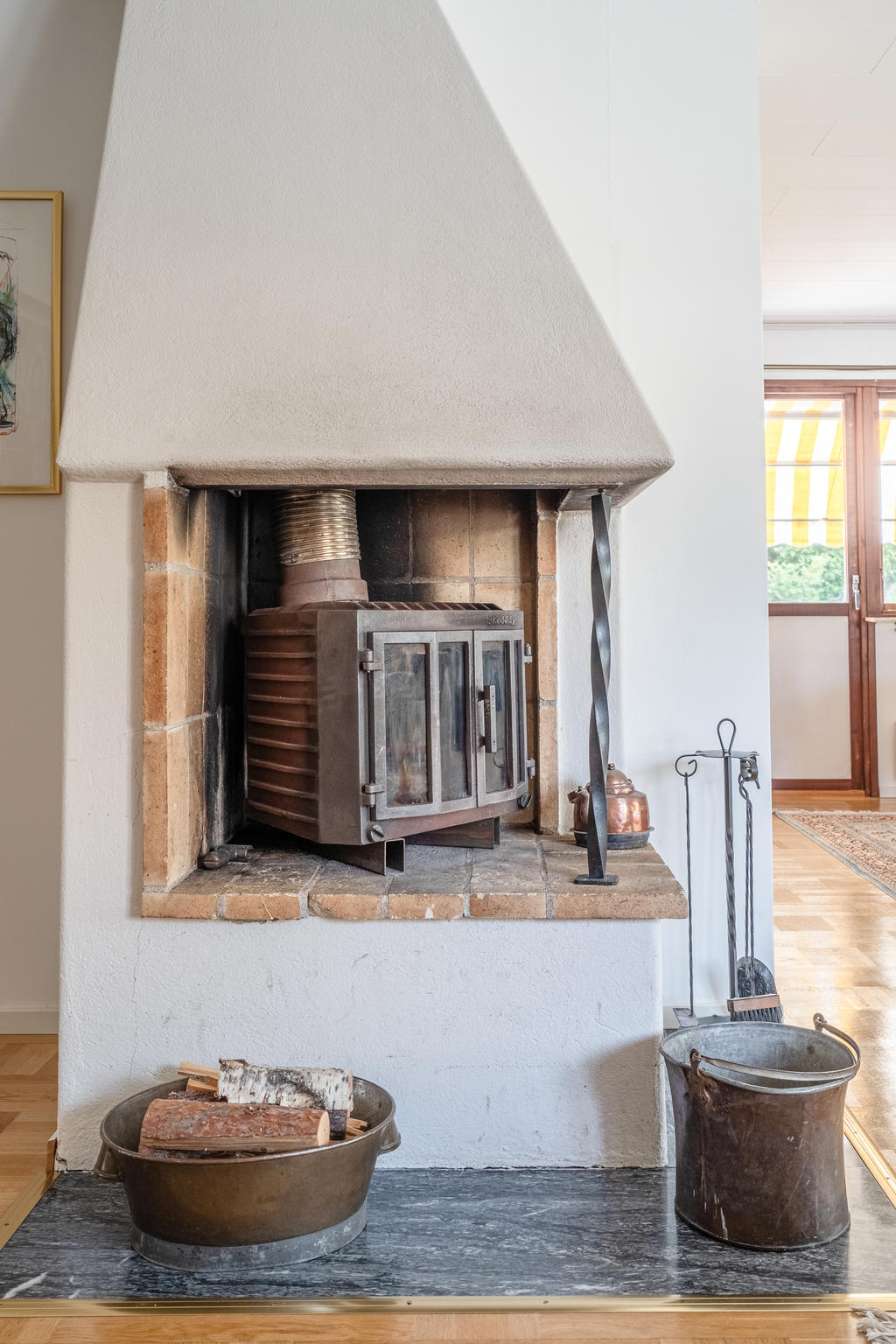 Öppen spis med insats