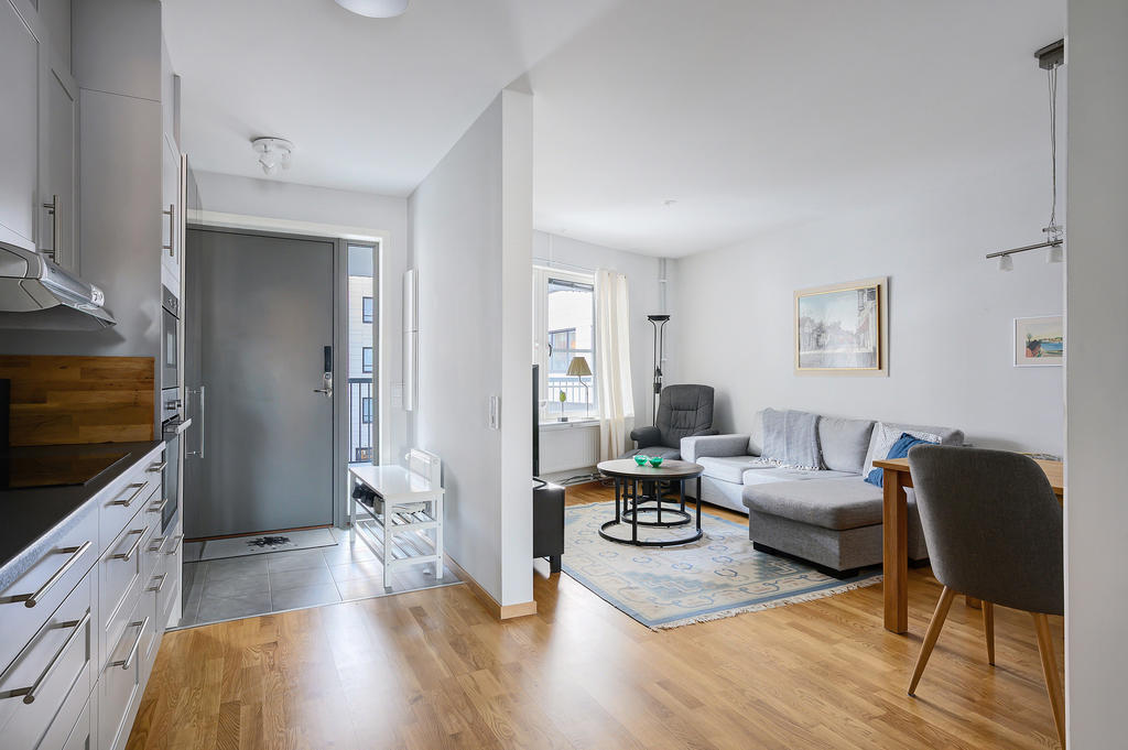 Vy mot hall och vardagsrum