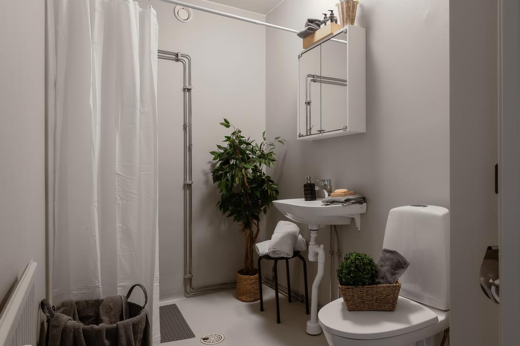 I badrummet är det även förberett för tvättmaskin