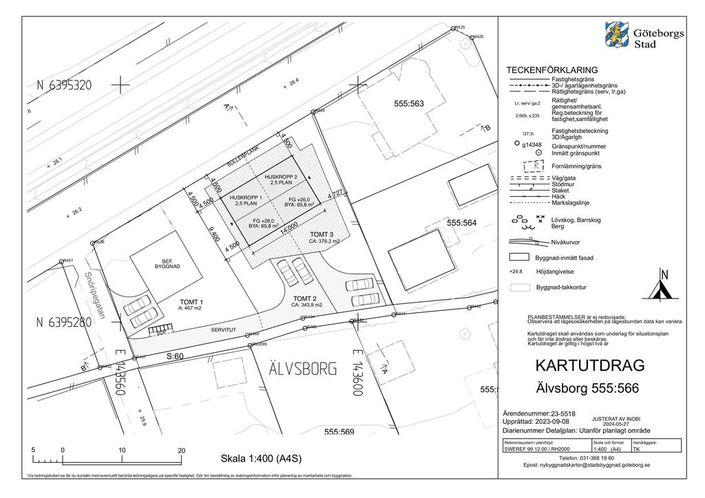 Tänkt tomtindelning 