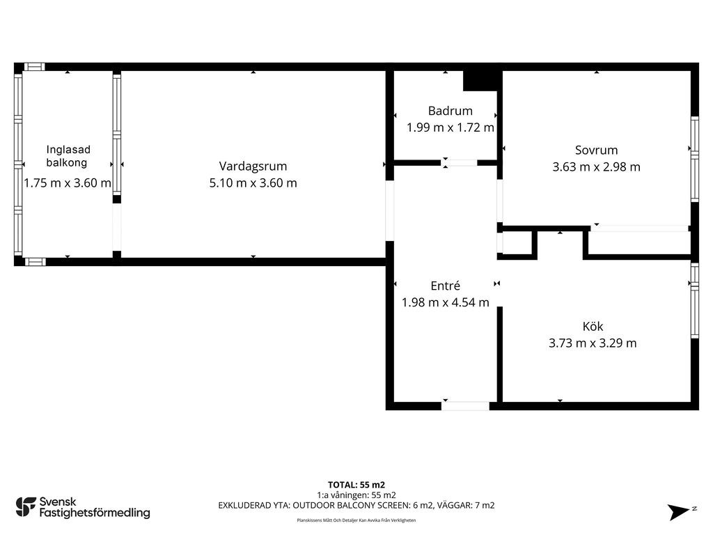 Planlösning med mått