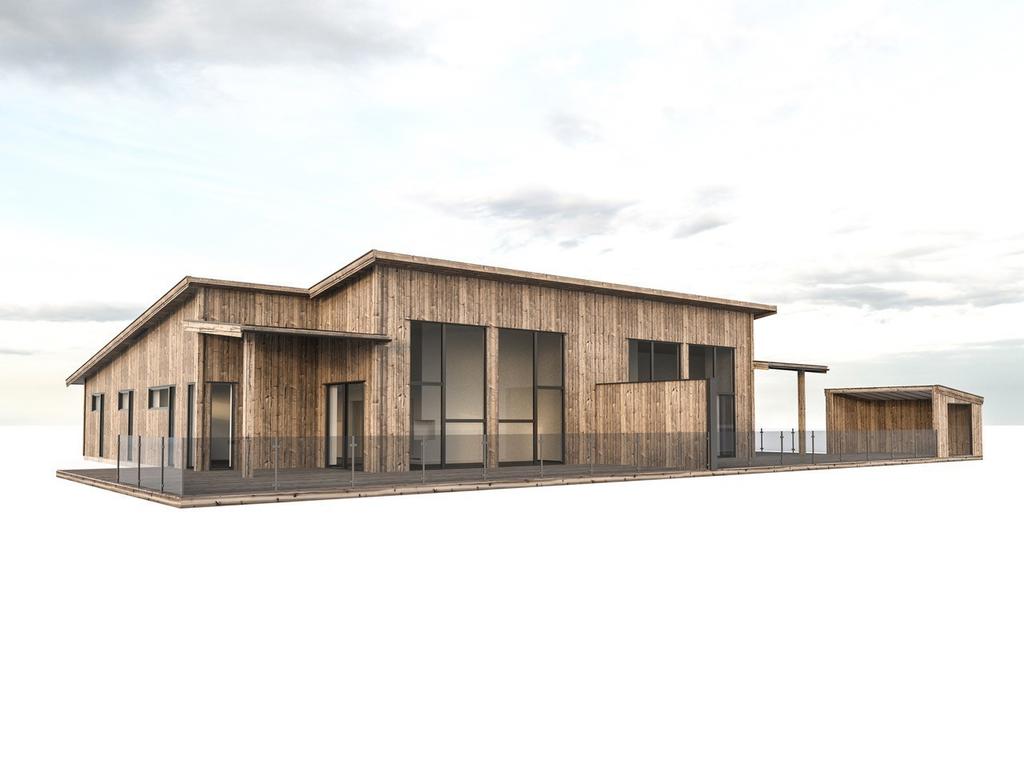 Här är en illustrationsbild på tidigare uppförda hus. Pergola ingår inte i nuvarande byggnation.