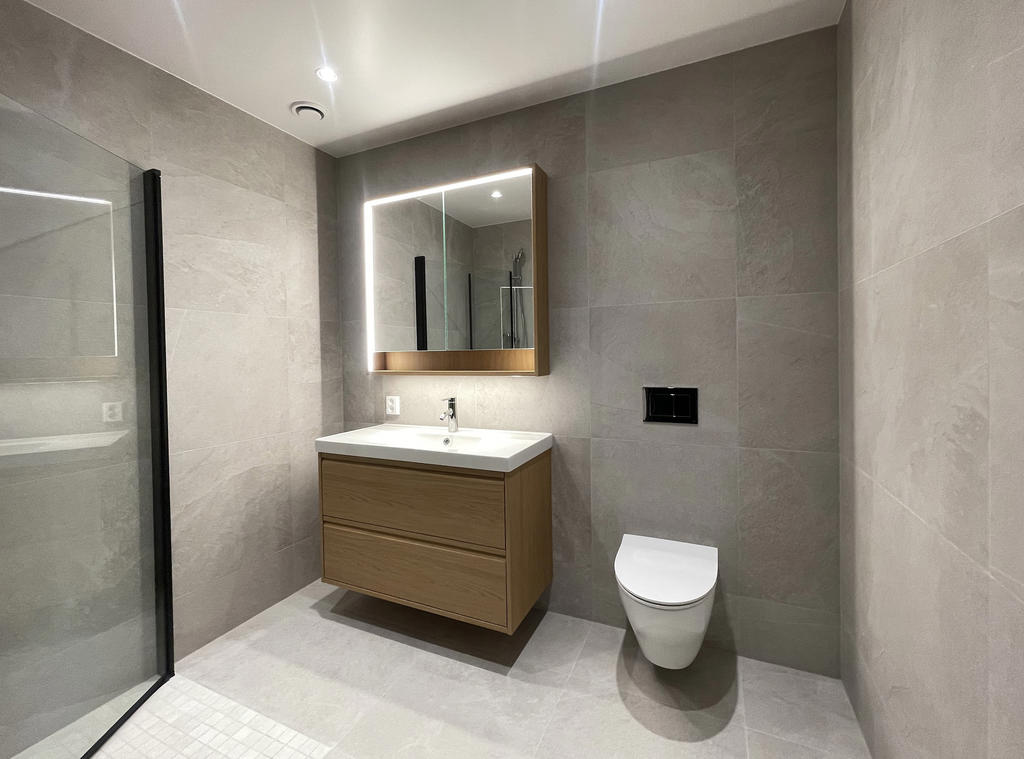 Badrum interiör. Exempelbild från redan uppförda hus. 