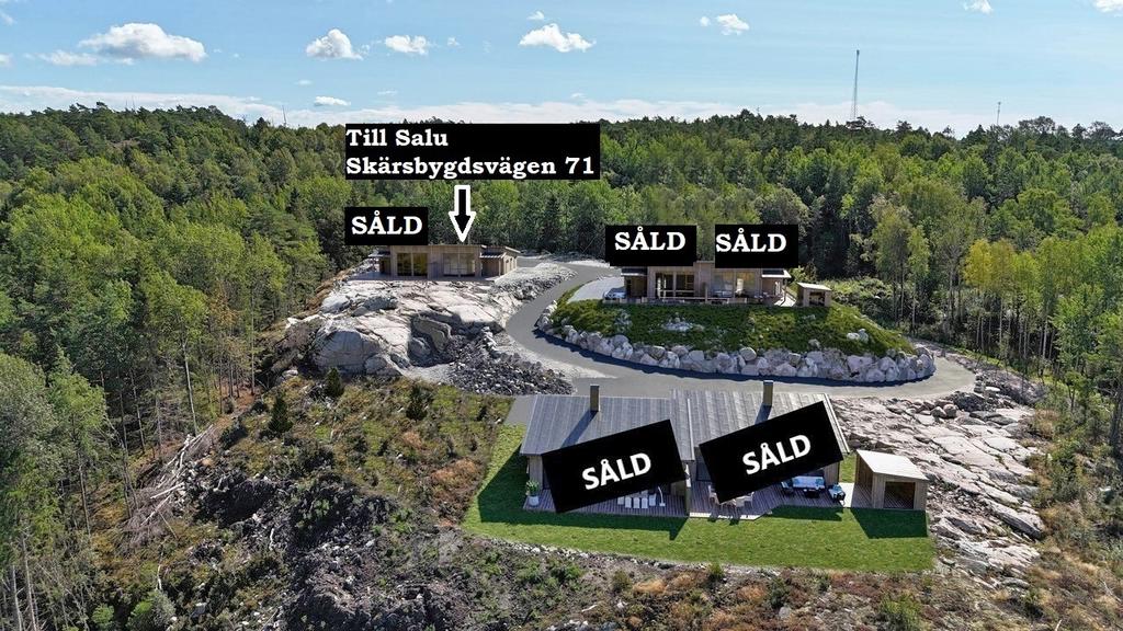 Skärsbygdsvägen 71 till salu markerad med pil.