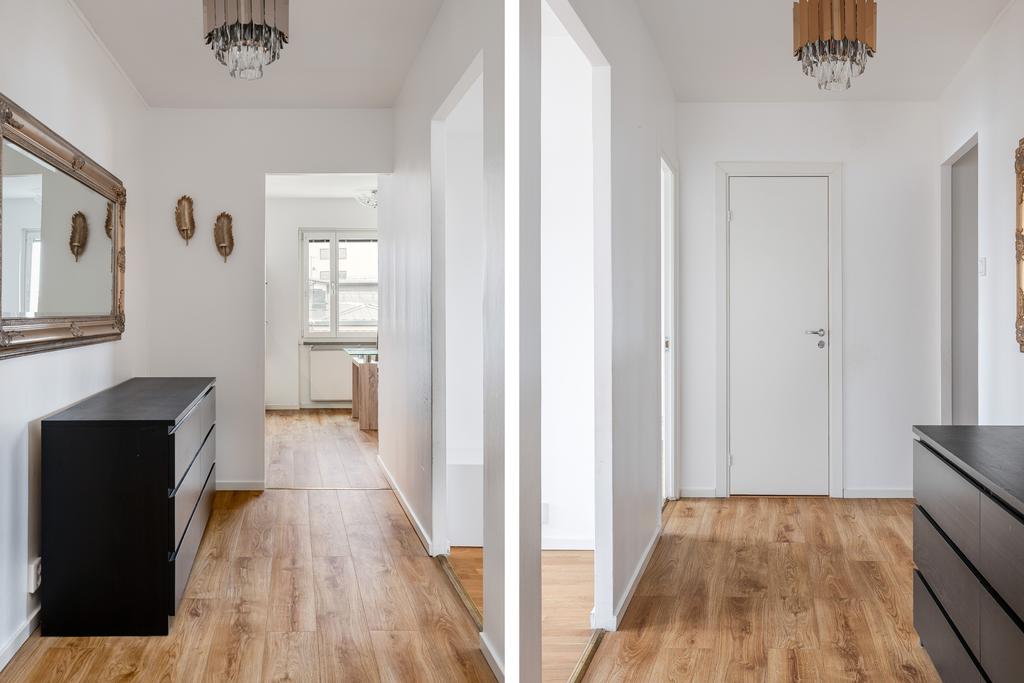 Hall med access till alla rum