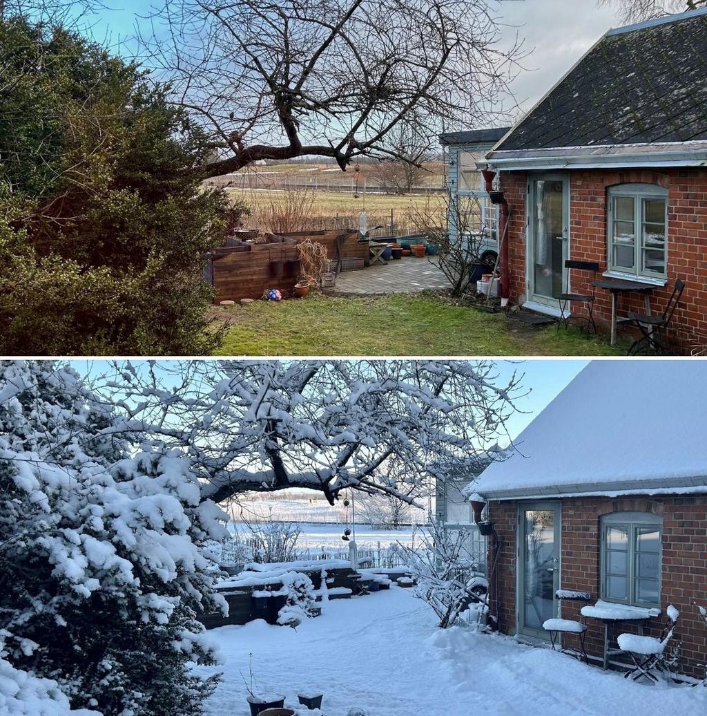 Utsikt mot Lilla huset & baksidan från sovrummet