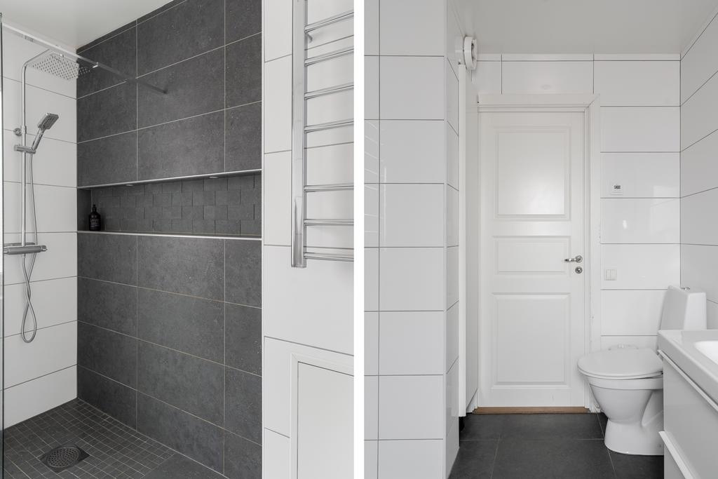 I duschen praktisk nisch för produkter