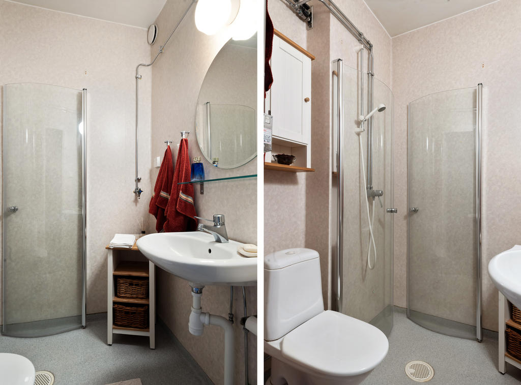 Badrum med duschhörna