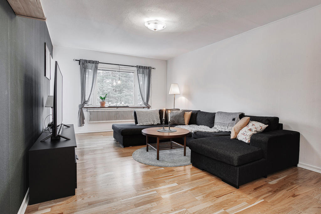 Fin grön utsikt från vardagsrum