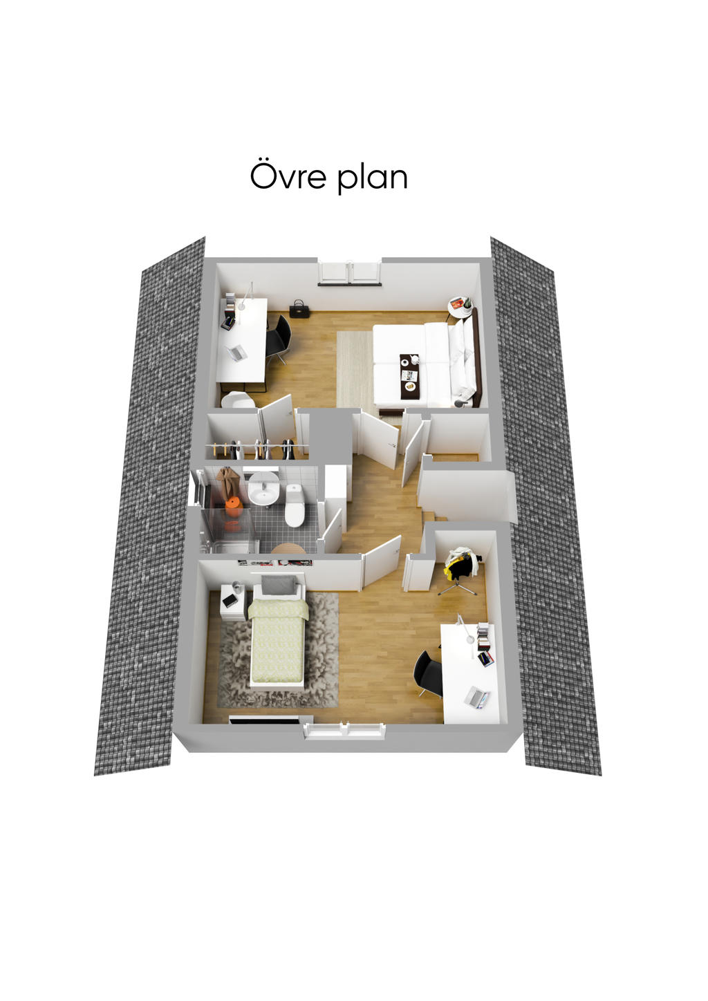 Planlösning övre plan 3D
