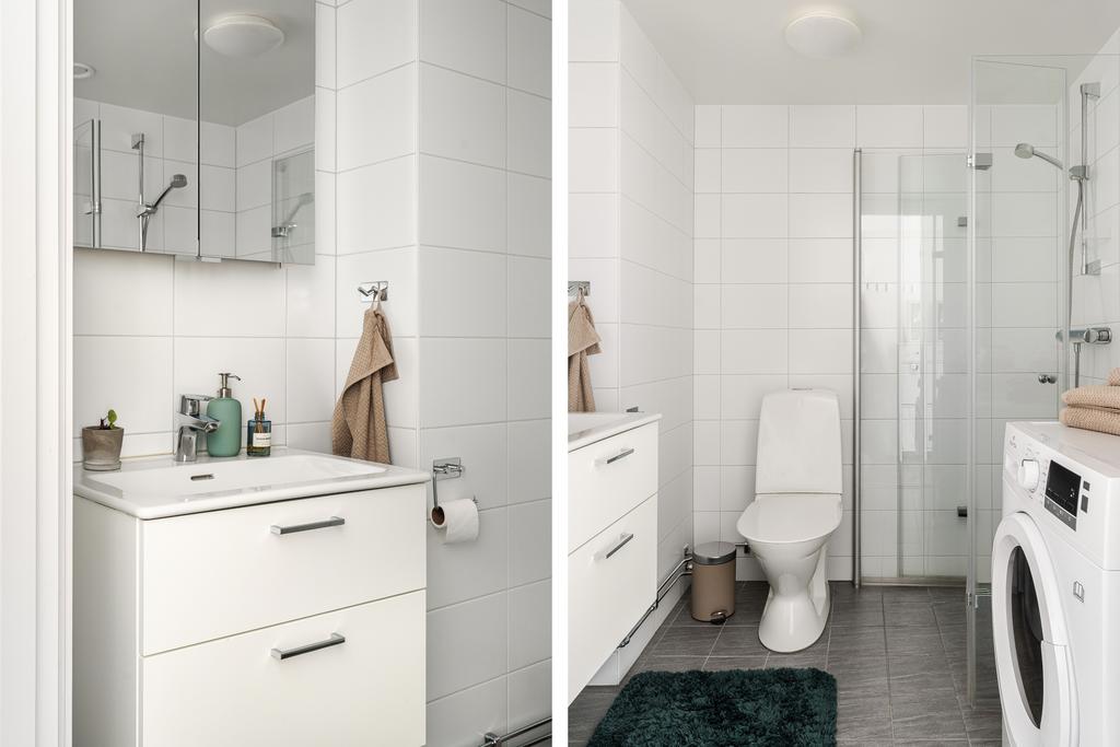 Helkaklat duschrum med kombimaskin 