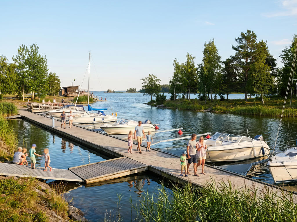 Sommar vid bryggan! AI-genererad bild.