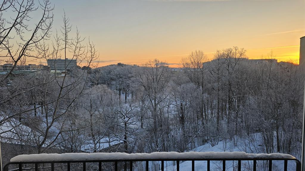 Utsikt från balkong vintertid