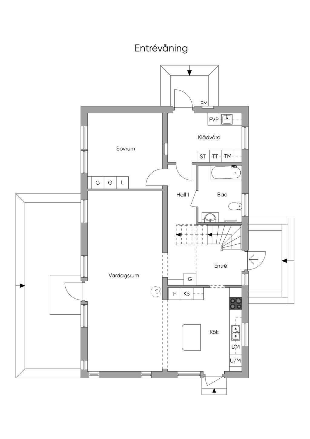 Villa Nova 
planskiss nedervåning
