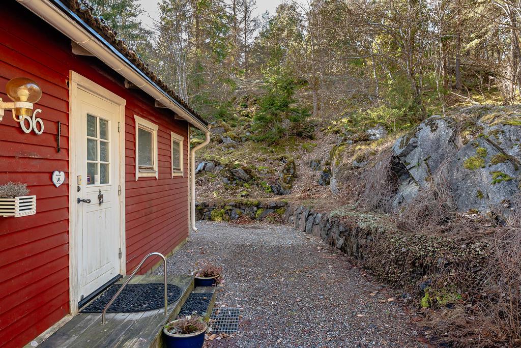 Entré på husets framsida - skogen som närmsta granne
