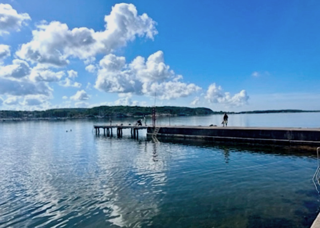 Marholmens populära badbryggor. Säljarens bild