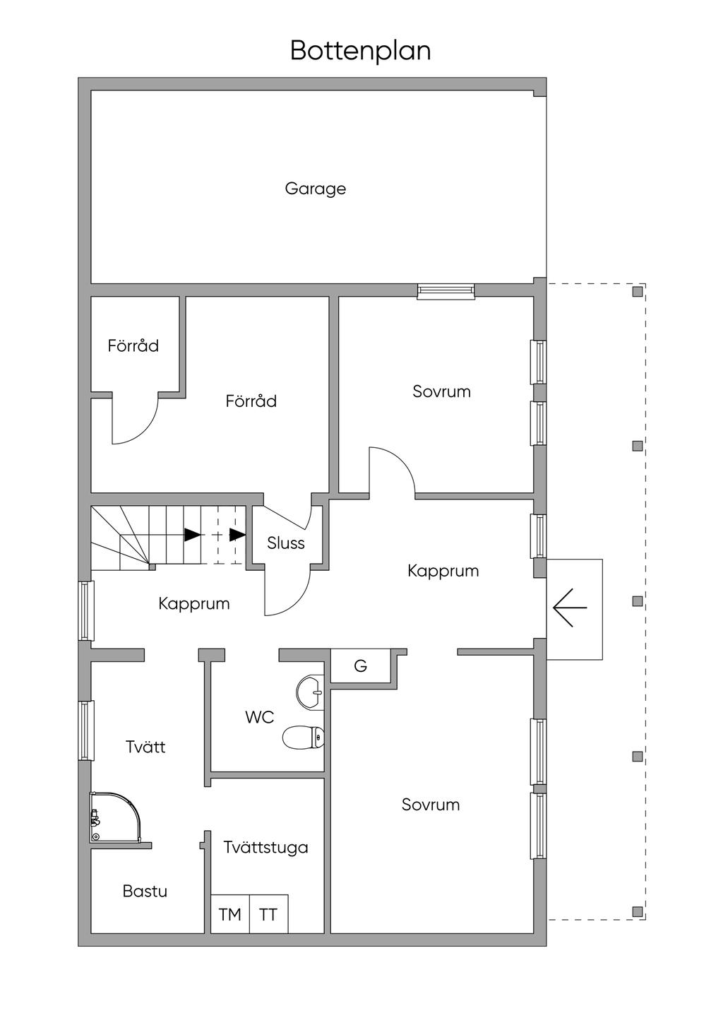 Planlösning nedre plan