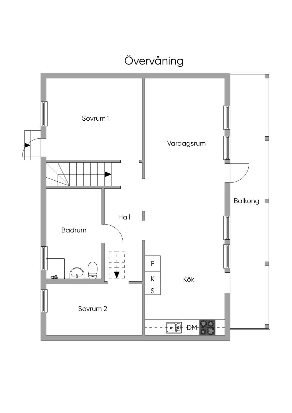 Planlösning övre plan