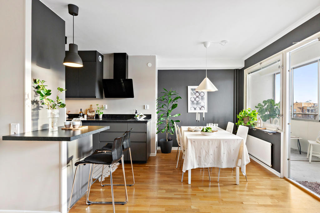 Social planlösning med en delvis öppen planlösning