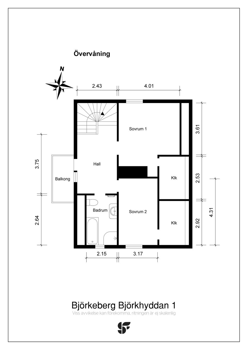 Planritning övervåning 