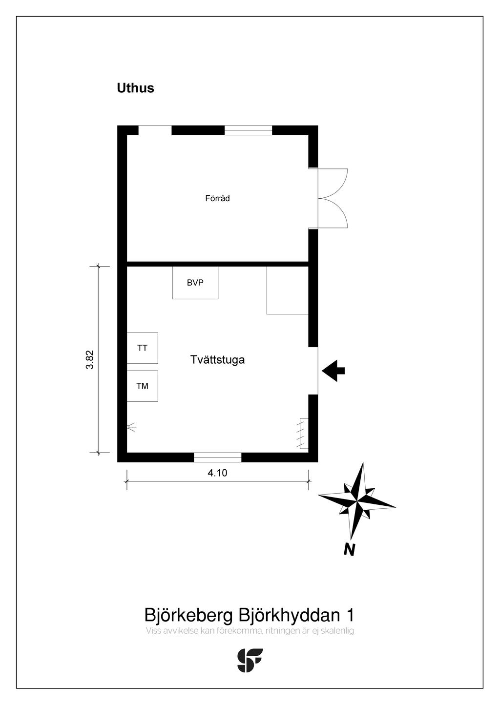 Planritning uthus med tvättstuga